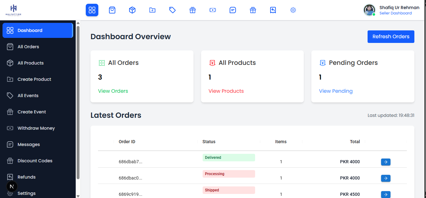 Vendor Dashboard